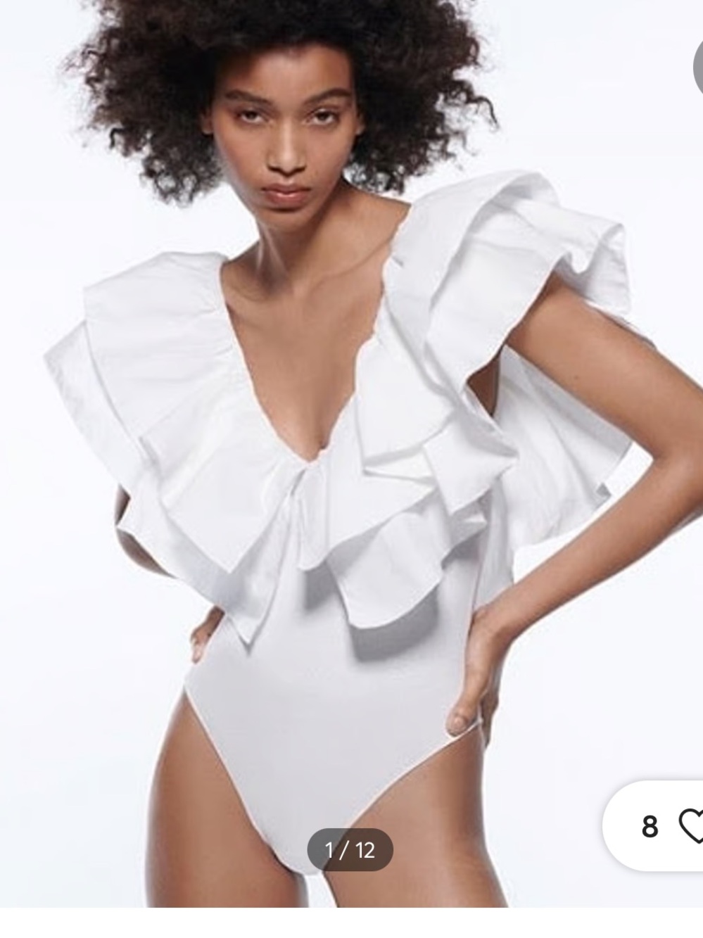 Zara Ruffle Bodysuit Size Small - Picture 2 of 6